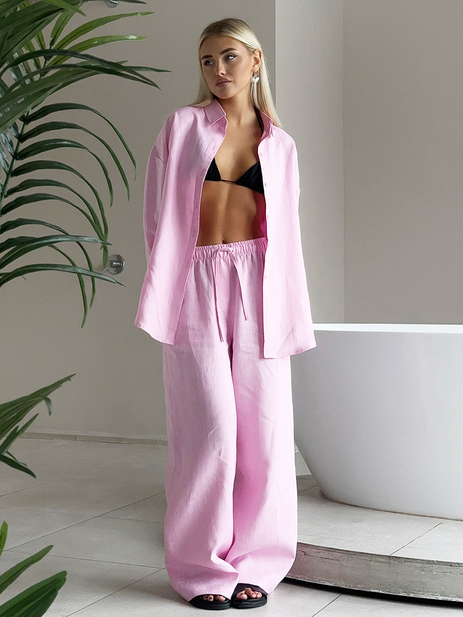 Summer Loose Cotton Shirt & Trousers Sets