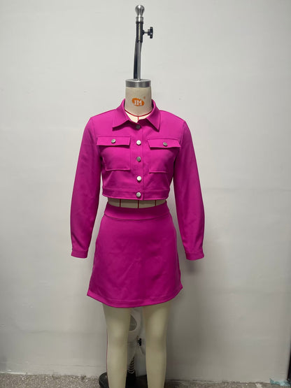 Long Sleeve Short Blazer & Skort Suit