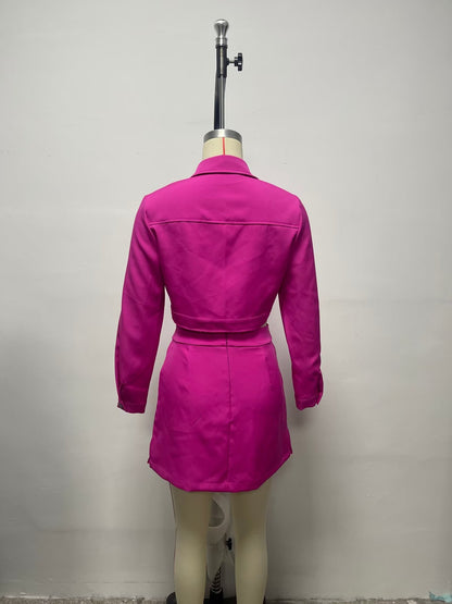 Long Sleeve Short Blazer & Skort Suit